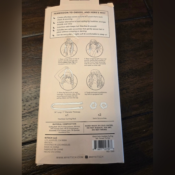 New in Box Kitsch Satin Heatless Curling Set - Pink - Picture 3 of 8